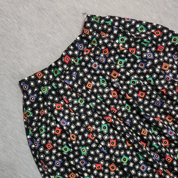 RARE!! Vintage 80's Funky Print Matching Midi Maxi Skirt & Button Up Blouse Set - Picture 12 of 17